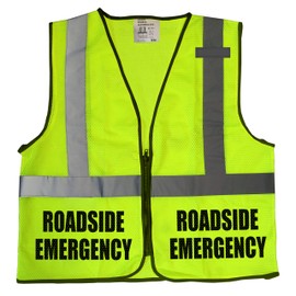 Conspiracy Tee Roadside Emergency safety vest, AAA roadside assistance, High Visibility vest (US, Alpha, Large, X-Large, Regular, Regular, Safety Green)