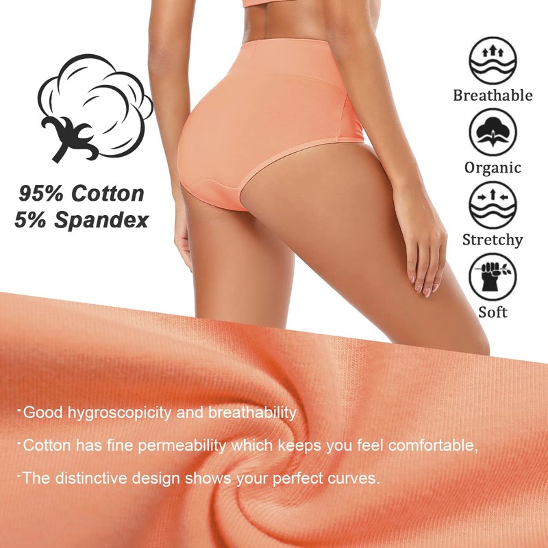 Molasus Women's Soft Cotton Underwear Briefs High Waisted Postpartum Panties