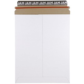 JAM PAPER Stay-Flat Photo Mailer Envelopes with Peel & Seal Closure - 9 x 11 1/2 - White - 6 Rigid Mailers/Pack