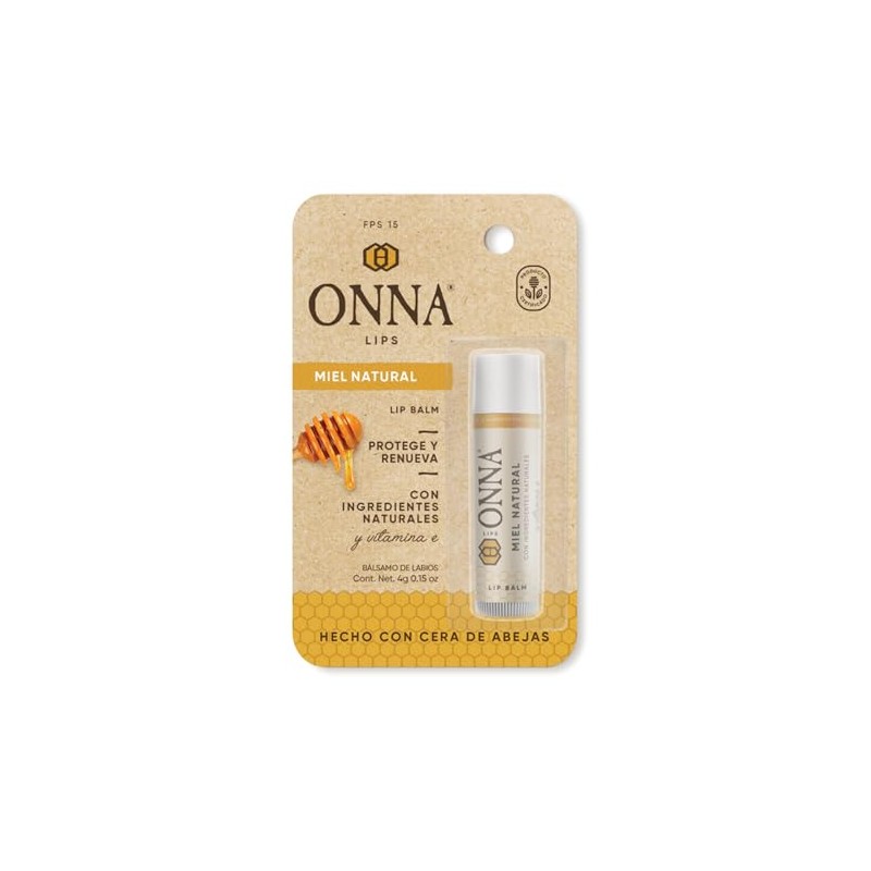 Onna Bálsamo Para Labios Miel Natural FPS 15, 4g 6pack