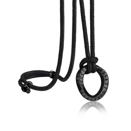 Bandmax Mens Viking Runes Necklace Norse Runes Pendant with Wax Rope Chain Adjustable Leather Chain for Men Viking Talisman Protection Amulet Gift for Men