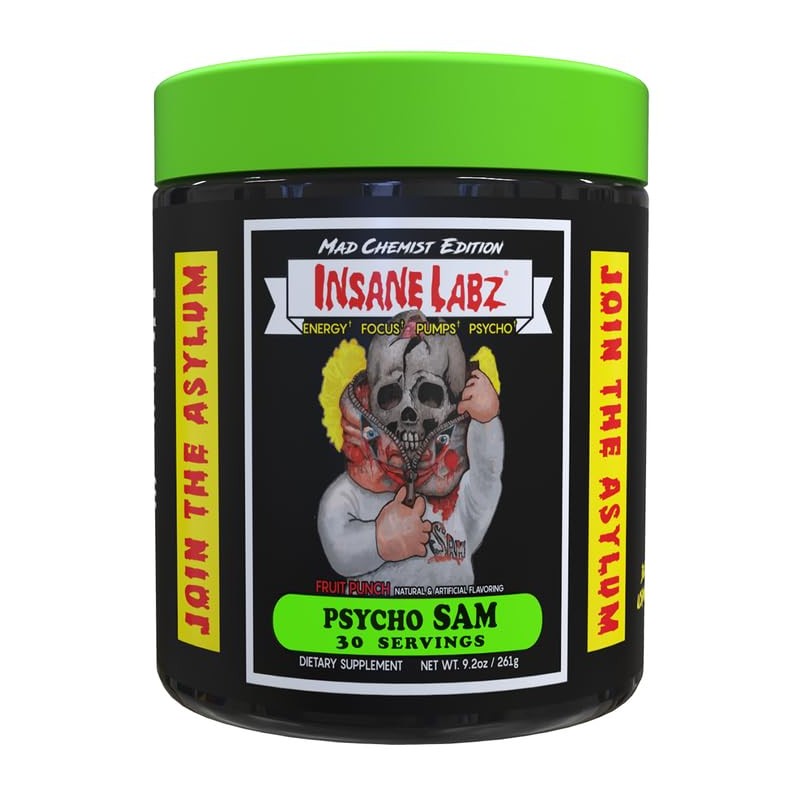 Insane Labz Psycho Sam, High Stimulant Pre Workout Powder, 30