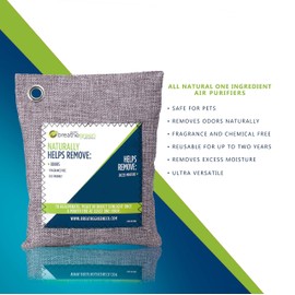 Breathe Green Bamboo Charcoal Bags Odor Absorber (9-Pack) Activated Charcoal Odor Eliminator Bag, Natural Freshener Removes Odors and Moisture, Odor Eliminator for Home, Pets, Shoes, Closet, RV