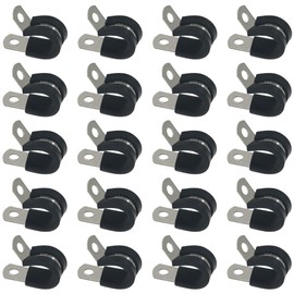20 PCS Stainless Steel Rubber Cushioned R Shape Clamps,Cable Mounting Hose Pipe Clamps,Rubber Lined P Clips (13mm)
