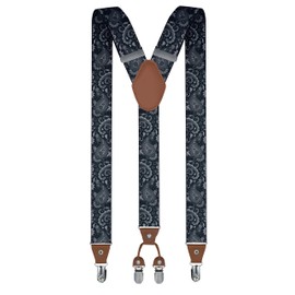 trilece Suspenders for Men - Men's 1 1/4 inch Solid Straight Clip Adjustable Y Back Suspenders (Pattern - 1)