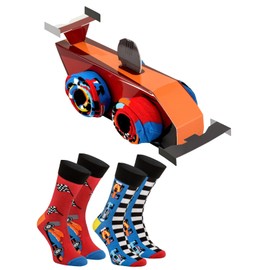 Rainbow Socks - Race Car Box Socks - Women's Men's Race Car Racing Car Go-Kart Socks Box - Novelty Gift for Fans of Fast Cars Racing - 2 Pairs, RaceCar