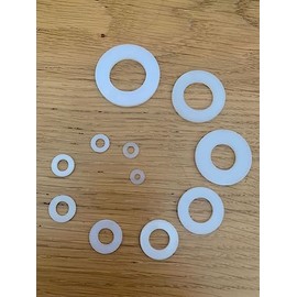 NYLON WASHERS FORM A FLAT PLASTIC WASHER (PACK of 10) (M3 (3.2mm Hole) x 8mm Outer Ø x 0.8mm Thickness)
