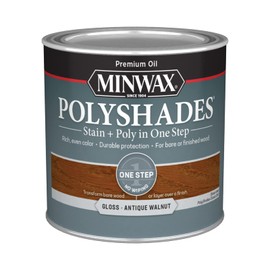 Minwax PolyShades Wood Stain + Polyurethane Finish – ½ Pint, Antique Walnut, Gloss