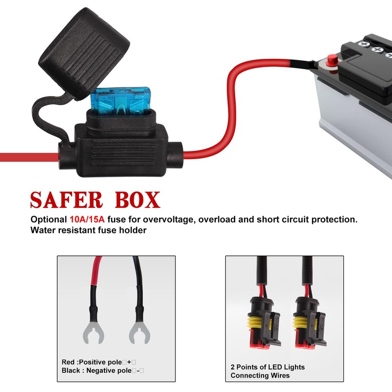 Asasytal Motorcycle LED Bar Wiring Harness, 12V Control 2 Lamp,