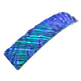 Dichroic Glass Hair Barrette - Large 3.5" / 90mm - Emerald Green Jade Verdigris Teal Viridian Fused Glass Striped Ripple Waves with Blue Accents Slide Clip Hair Accessories