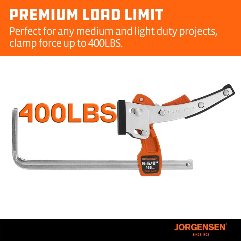 Jorgensen 6-5/8" Ratcheting Table Clamp, Quick Release Track Saw Clamp,