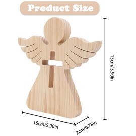 OPVXZAD Wooden Angel With Engraving, Angel Money Clip Made of Wood, Guardian Angel Money Gift, Wooden Angel Wooden Carved Money Clip with Cross, A Christening Gift for Boys and Girls