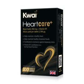Kwai Heartcare+ Black Garlic | Garlic Capsules odourless & Vitamin B1 I Healthy Cholesterol Levels and a Healthy Heart, Rich in antioxidants | 450mg Garlic per Tablet | 100 Tablets