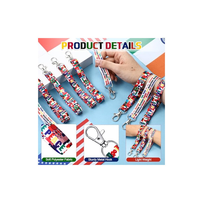 International Flags Lanyard Keychain - 72pcs for Celebrations