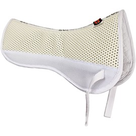 ECP Equine Comfort Products Grip Tech Non Slip Half Saddle Pad for Horses, Breathable, Shock Absorbing, Compression Foam with Cotton Lining, English Riding Pad for Jumping, Training & Eventing, White