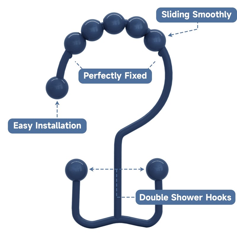 Titanker Shower Curtain Hooks Rings, Rust-Resistant Metal Double Glide Shower