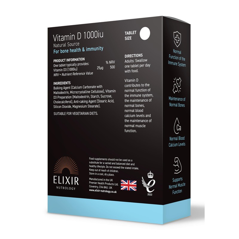 ELIXIR NUTROLOGY Vitamin D 1000iu - High Strength 90 Tablets,