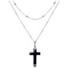 CrystalTears Black Obsidian Crystal Cross Necklace for Women Double Layered