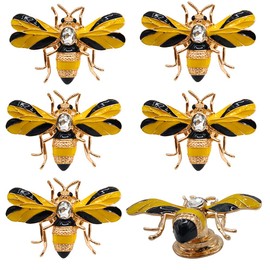 Paxar glrovazas Bee Cabinet Knob 6 Pcs Single Hole Insect Handle Rhinestone Decoration Accessories Furniture Door Hardware Pull Bedroom Kitchen Cabinet Drawer Shoe Cabinet Closet Bedside Table Pull