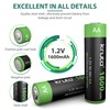 Solar Lights Batteries AA 1600mah High Capacity 1.2V Ni-MH Rechargeable