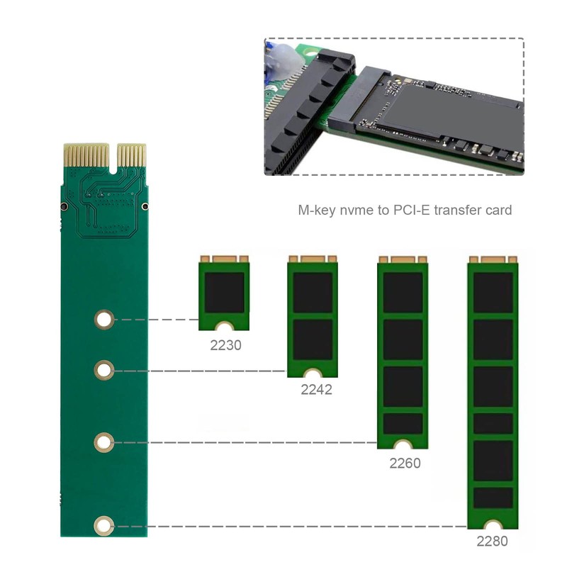 VGOL 2pcs M.2 NVME SSD to PCIEX1 Vertical Adapter Converter