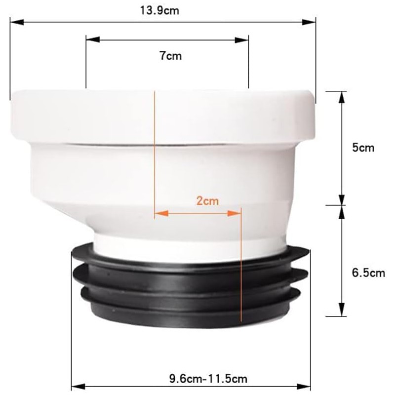 ieron 2cm Offset Toilet Connection Pipe, Plastic Excentric Angled Rigid
