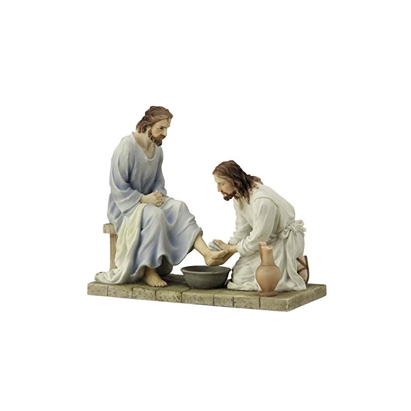 8.5 Inch Jesus Washing His Disciple's Feet - Light Color