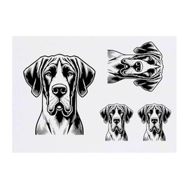 4 x 'Great Dane' Temporary Tattoos - Water Resistant, Skin-Safe, Non-Toxic Transfers, Mixed Sizes (TO00075954)