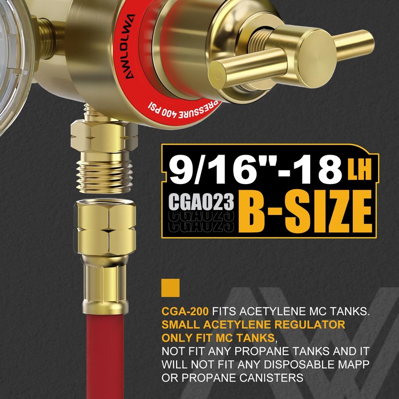 AWLOLWA Oxygen Acetylene Regulator Set, CGA540 and CGA200 Inlet Connection