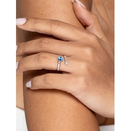 Silvora December Birthstone Ring - 925 Sterling Silver, 5mm Heart-Shaped Birthstone with 3mm CZ, Adjustable Open Band for Women