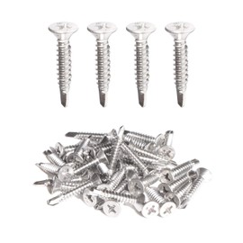 IMScrews 100pcs #8 x 1 Stainless Flat Head Phillips Self Drilling Screws, 410 Stainless Steel Full Thread Sheet Metal Tek Wood to Metal Screws