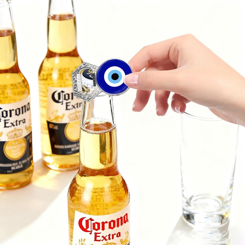 2-Pack Turkish Evil Eye Devil's Eye Keychain Bottle Opener, Double-Sided