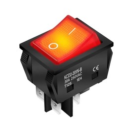 Rocker Switch Red 30 A 250 ~ 4 Pin Installation Dimensions 30 x 22 mm On/Off Toggle Switch Illuminated