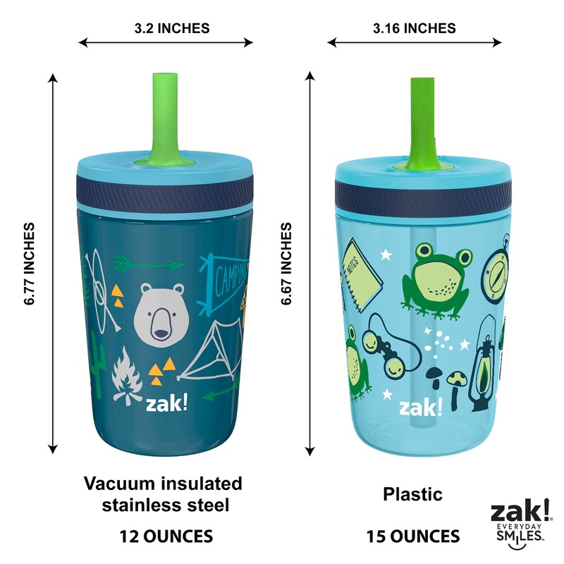 Zak Designs Campout and Camping Kelso Tumbler 3pc Set, Leak-Proof