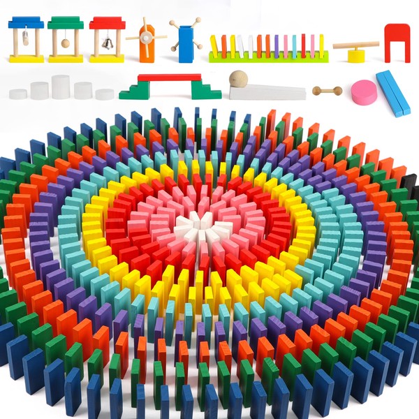 1000 PCS Dominoes Set for Kids with Extra 11 Blocks,