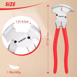 WORKPRO Fencing Plier 10-inch Multi Tool Fence Plier Staple Puller Cutting Plier