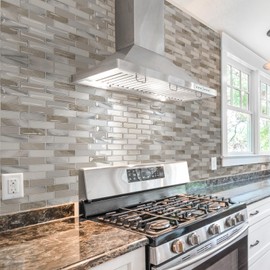 Art3d 10-Sheet Peel and Stick Backsplash Tile for Kitchen - 12”×12” Stick on Wall Tile for Kitchen Bathroom Countertop Living Room, Beige & White