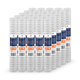 Aquaboon 5 Micron 20x2.5 String Wound Water Filter Cartridge Replacement Compatible with Whole House Water Filters for Well Water P5-20, 25-Pack