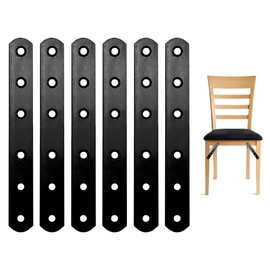 6 Pcs Flat Straight Brackets Durable Mending Plate for Wood 6 Holes Black Metal Joining Connector for Table Shelf Cabinet Bookshelves Bed