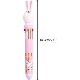 YKKJ Multicoloured Ballpoint Pen 3 Pack 10-in-1 Roller Ball Colour Ballpoint Pen for Office School Supplies Students Children Gift Cute Cartoon Rabbit
