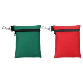 PATIKIL Zip Golf Tee Bag 6.7 x 5.5 Inches, Pack of 2 Valuable Golf Tee Bag Golf Bag Accessories with Clip for Men Women Storage, Dark Green/Red