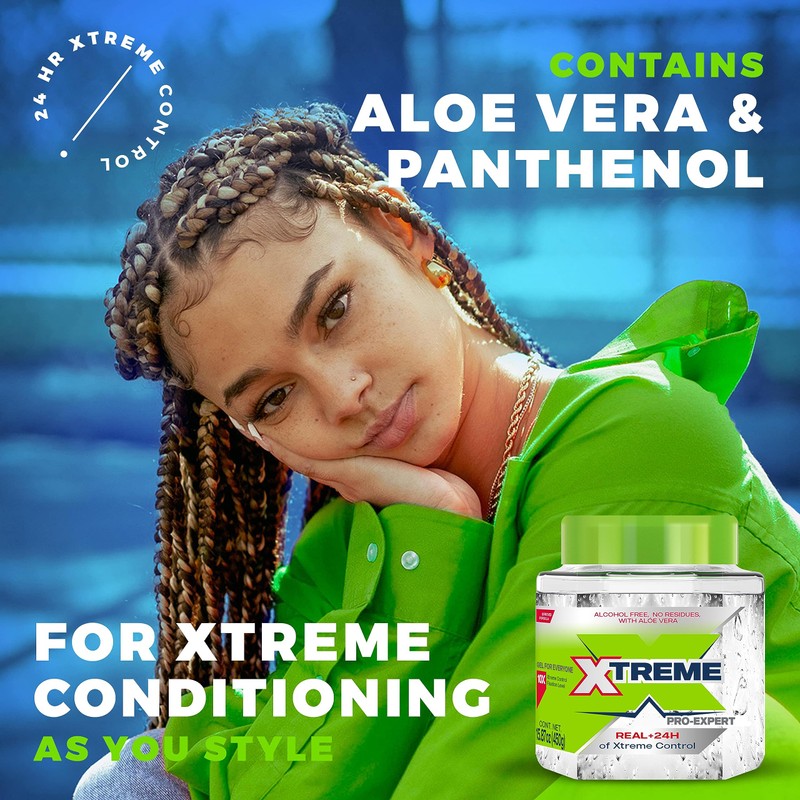 Xtreme Pro-Expert Clear Styling Hair Gel. Alcohol Free, 24-Hours Xtreme