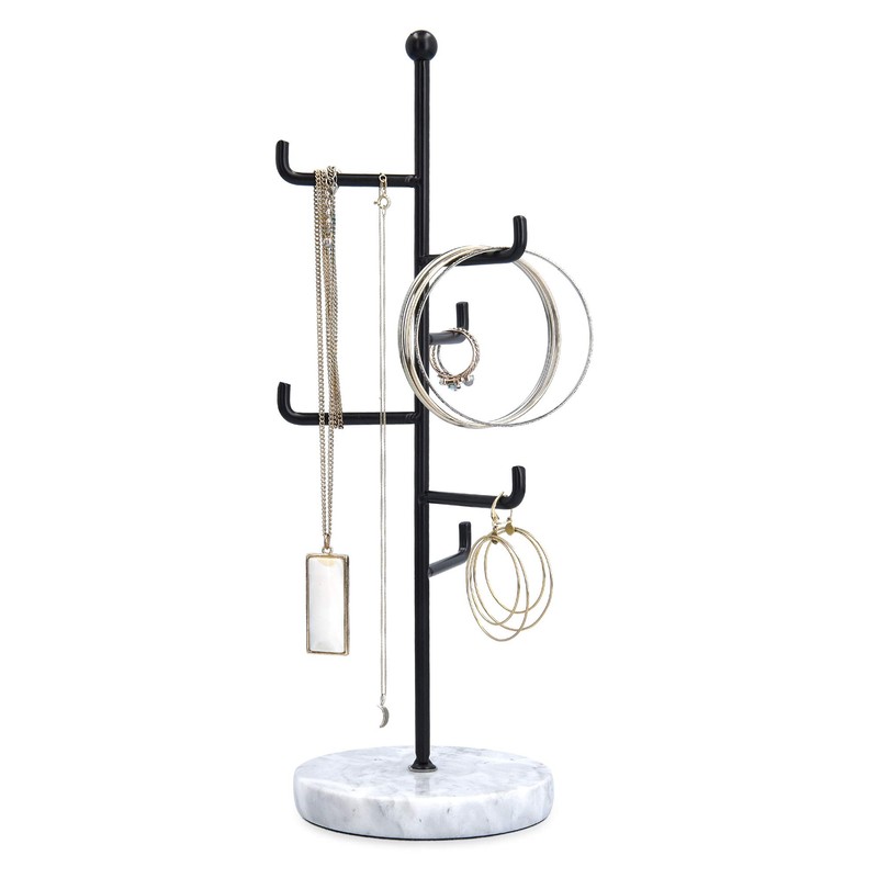 Navaris Metal Jewellery Tree Stand - 6 Tier Organiser with