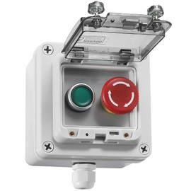 IP67 Outdoor Waterproof Box 2 Push Button (Letter) Emergency Stop Button Momentary Push Button Button with Protective Cover Anti-misoperation Switch