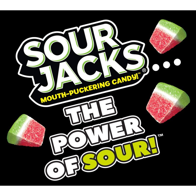 Sour Jacks Sour Candy Gummy Snacks, Watermelon Sour Wedges, Bulk