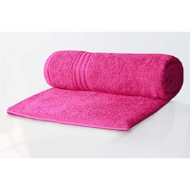 Bentley Priory Linens Supreme Sheets for Bathroom 500GSM Super Soft Cotton Pack of 1 Absorbent and Quick Dry Large Bath Sheets Towels 100 x 145cm (NEON PINK)