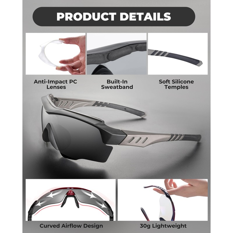 ROCKBROS Polarized Sports Sunglasses for Men Women Cycling Glasses UV