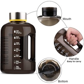 VENNERLI Trinkflasche 2,5 Liter, Sport Gym Wasserflasche mit Griff Zeitmarkierung Groß Sportflasche, Auslaufsicher für Sport Gym Fitness Büro Heim （Schwarz）