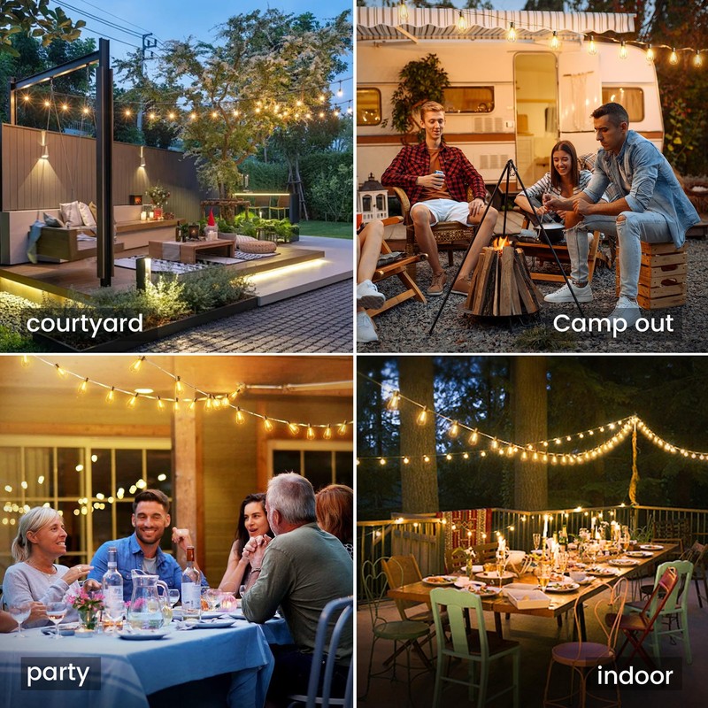 OHLUX 60FT Solar Globe String Lights Outdoor, Shatterproof Solar Patio