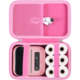 khanka Hard Case with Phomemo m221/M220/M110/m110s Label Maker - Portable Bluetooth Label Maker Carrying Storage Bag for Printer Labels, USB Cable and Accessories (Case Only) (Pink)